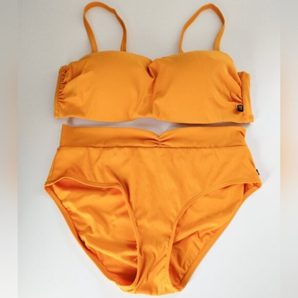 La Vie en Rose Aqua 2 Piece Bikini Set Size D Medium Orange Ribbed - Picture 1 of 10